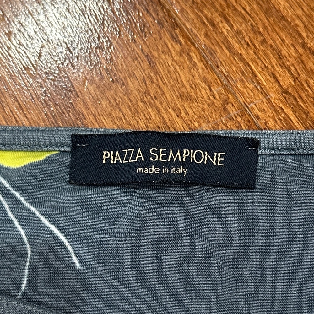 PIAZZA SEMPIONE gray and yellow Abstract Floral Print blouse - Picture 2 of 7
